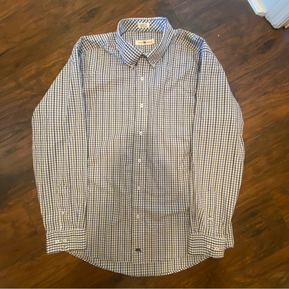 Onward Reserve Tailored Fit Button-Down Shirt – Blue Gingham Check – Size XXL
